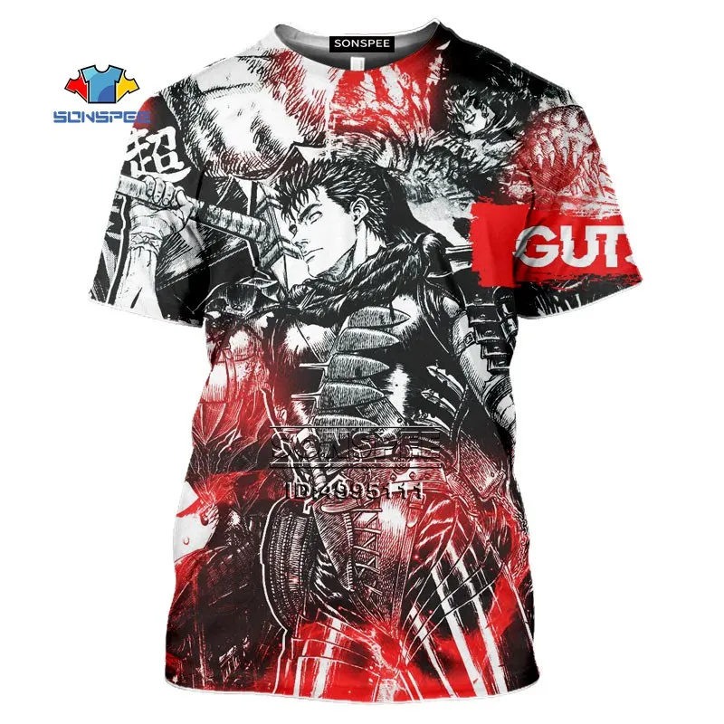 

SONSPEE Comics Berserker Guts Griffith T shirt Men 3D Print T-Shirts Women Summer Tshirt Harajuku Casual Tee Tops Short Sleeve