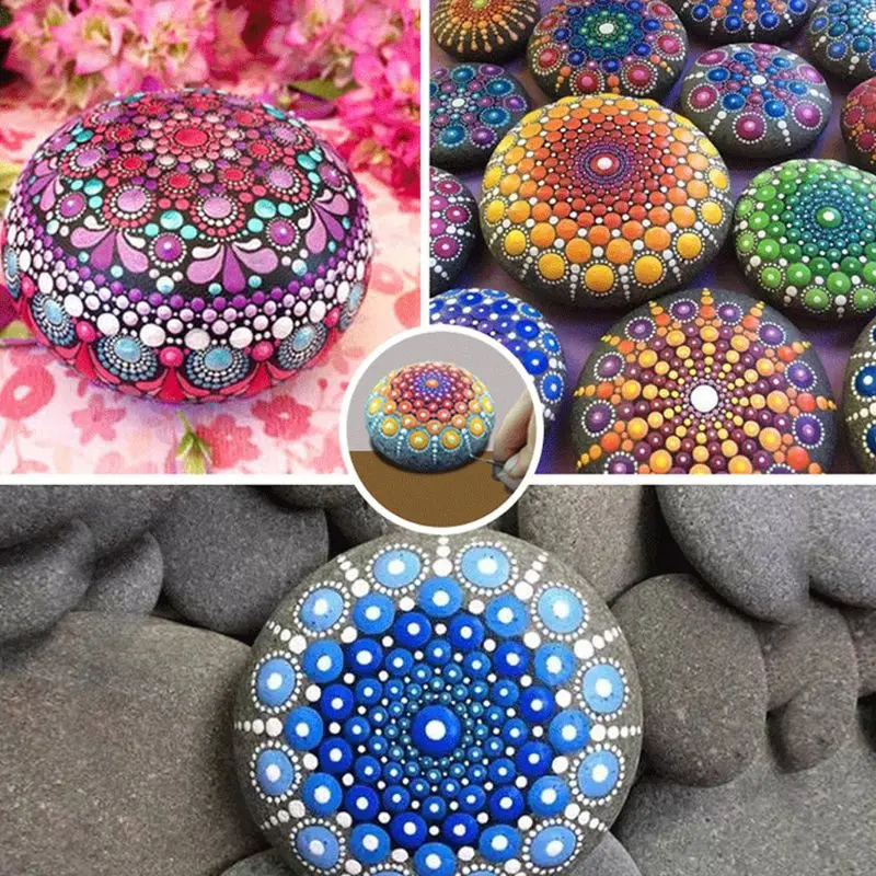 

53pcs Mandala Dotted Tools Set for Painting Rock Stone Acrylic Stick Drawing Brush Double Head Pen Carrying Bag Kit