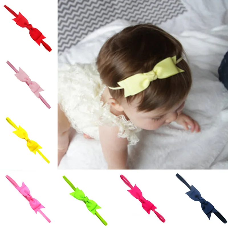 

Double Layer Ribbon Bow Headband Swallowtail Bow Elastic Hairband 20 Colors Baby Hair Accessories