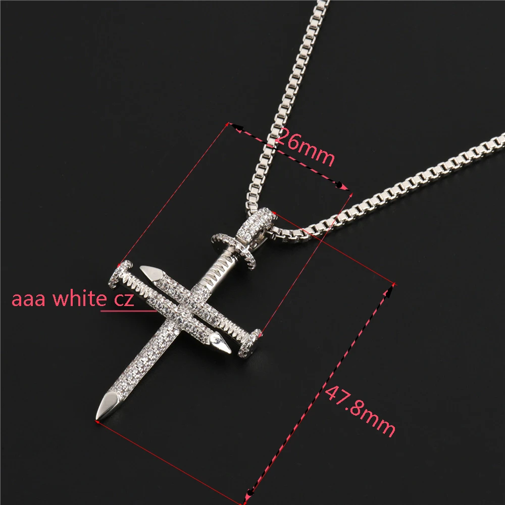 Крест на гвоздях ожерелье Иисуса Христа подвески Bling CZ модные ювелирные изделия