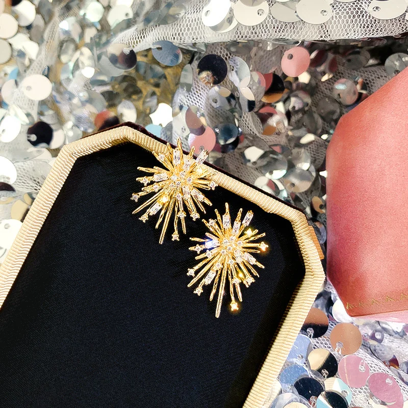 

925 silver needle fireworks Zircon Earrings, dongdamen, South Korea