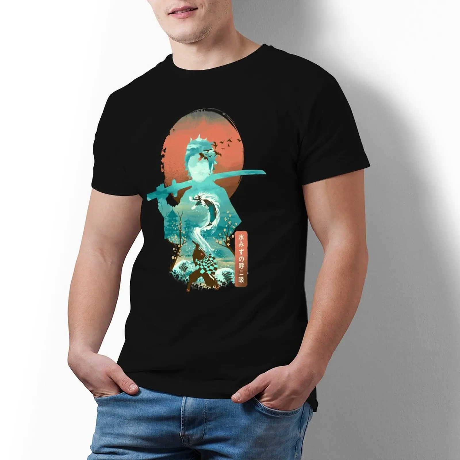 

Demon Slayer T Shirt Man Casual 100 Cotton Graphic Tee Shirt Short Sleeves Beach T-Shirt Big