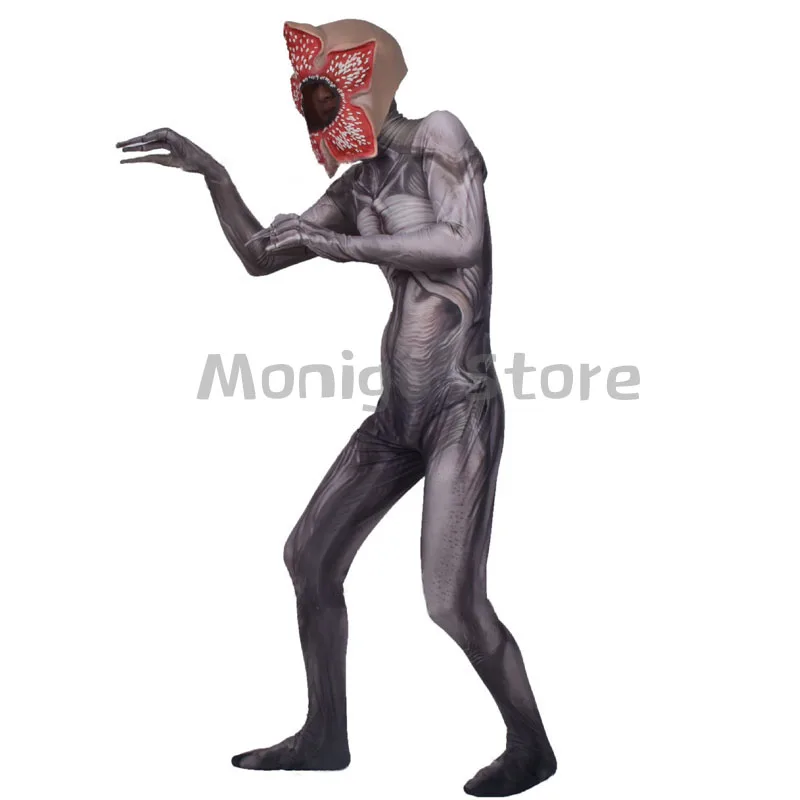 TV Series Stranger Things Demogorgon Cosplay Zentai Halloween Party Costume Bodysuit Adults Kids One-Piece Jumpsuits With Mask