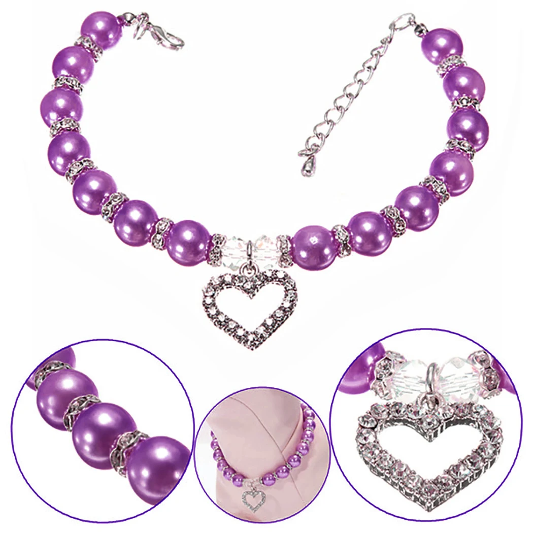 Ошейник для домашних животных с искусственным жемчугом и сердечком ошейник