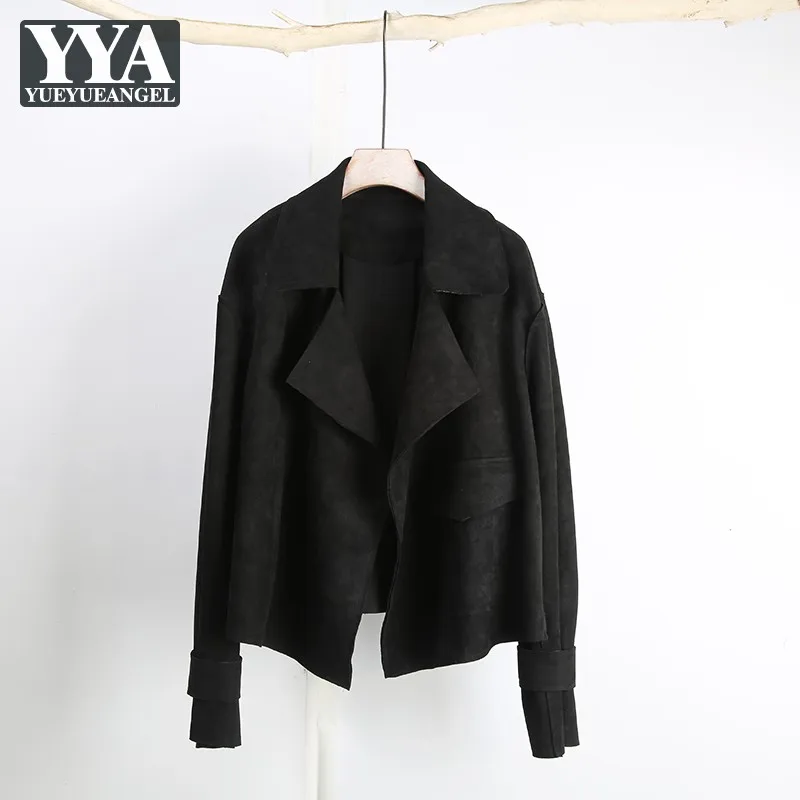 

Куртка мужская замшевая свободного покроя, асимметричная верхняя одежда в готическом стиле, повседневный жакет с длинным рукавом, уличная ...