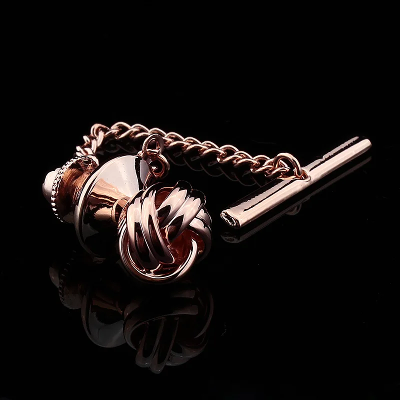 Rose Gold HAWSON металлический узел/фиксатор галстука с предохранителем булавка для галстука золото/розовое золото/имитация родиевое покрытие аксессуар бабочка подарок для мужчин - Окраска металла: Rose Gold