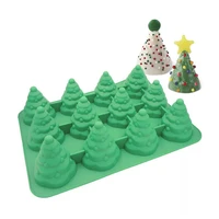 christmas tree 3d silicone moulds food grade fondant cake baking candle soap decoration tools resin molds