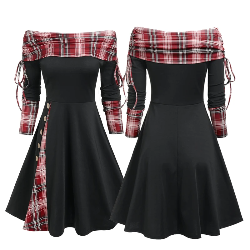 Платье макси с длинным рукавом воротником-хомутом и открытыми плечами | Женская