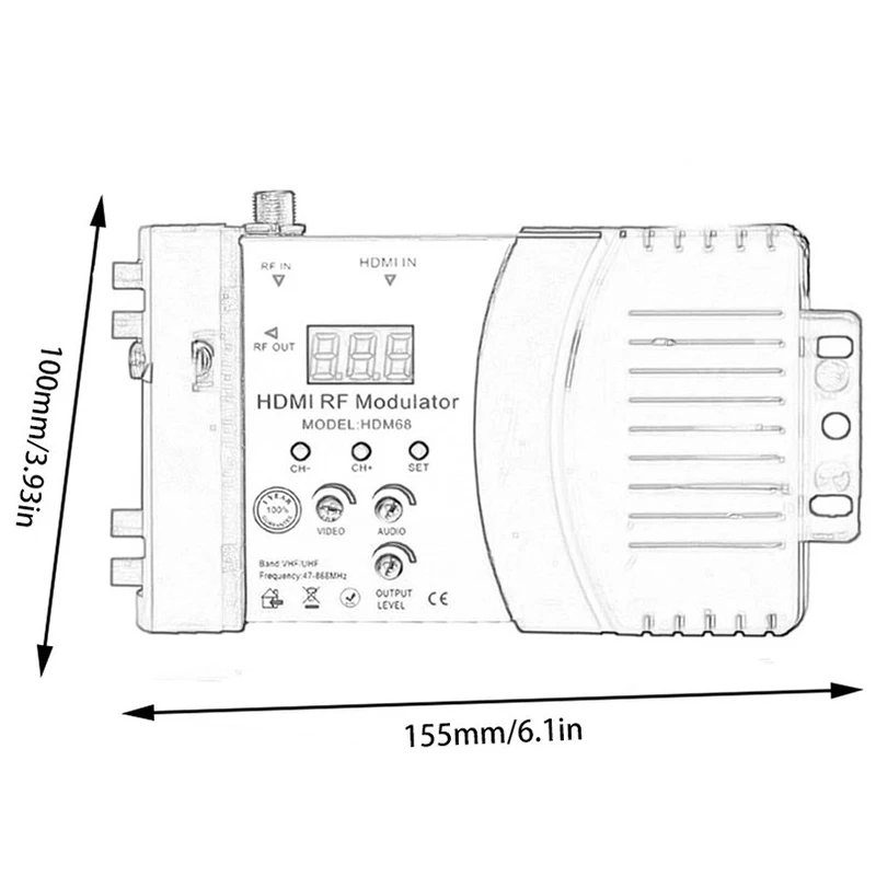 Новый HDM68 модулятор цифровой RF HDMI AV в конвертер VHF UHF PAL/NTSC Стандартный Портативный