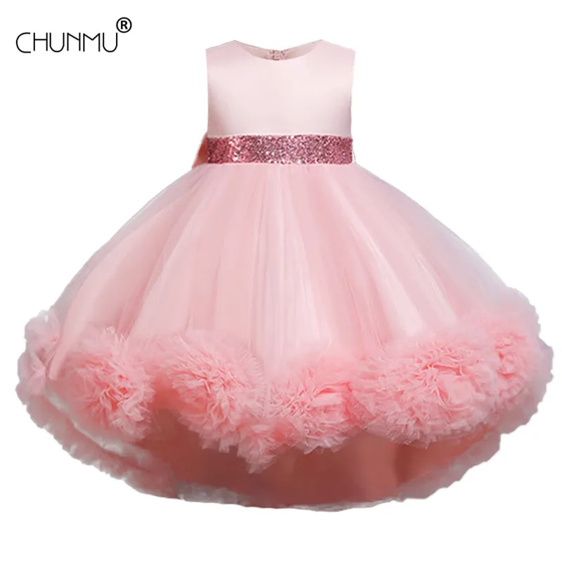 Lace Embroidery Formal Sleeveless Wedding Gown Tutu Princess Dress Flower Girls Children Clothing Kids Party For Girl Clothes | Детская
