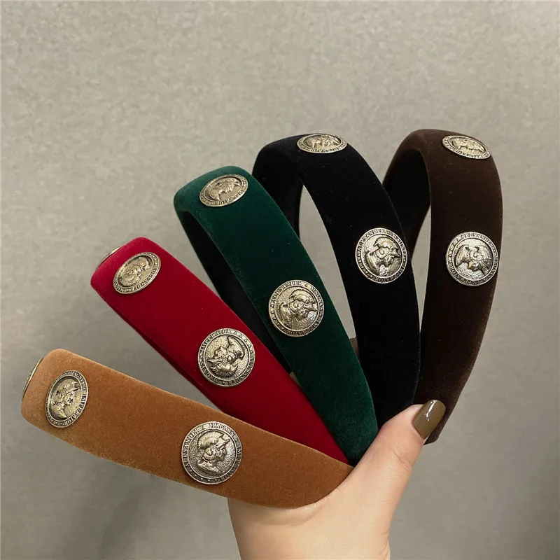 

Vintage Portrait Headwear Velvet Crown Solid Sponge Simple Hairbands Elegant Hair Decorate Headband Hair Hoops Hair Accessories