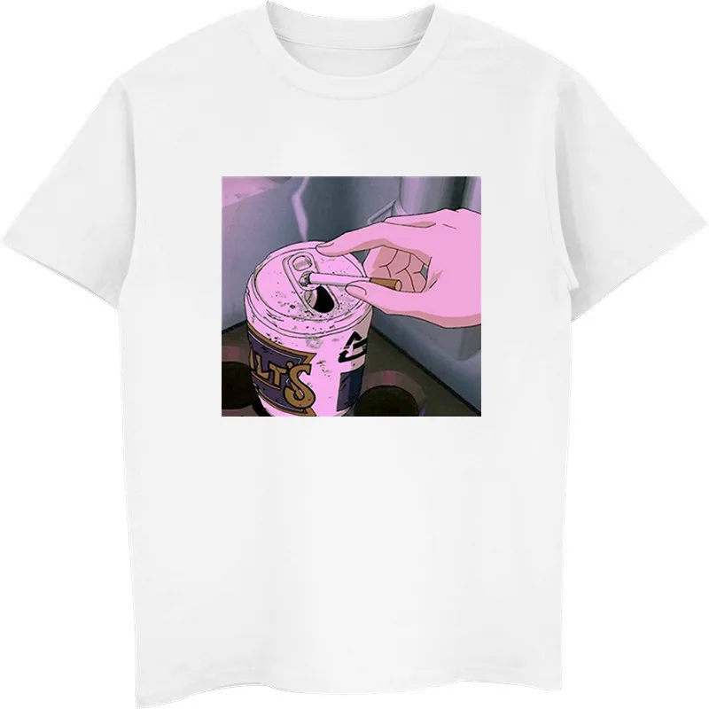 Sad аниме Vaporwave футболка Эстетическая Япония Otaku Футболка мужская повседневная 100%