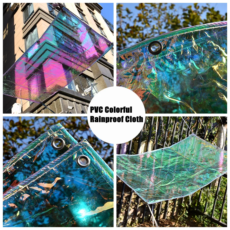 

0.3 Thick Transparent Colorful PVC Rainproof Cloth Outdoor Tarpaulin Garden Balcony Plant Waterproof Cloth Pet Dog House Cover