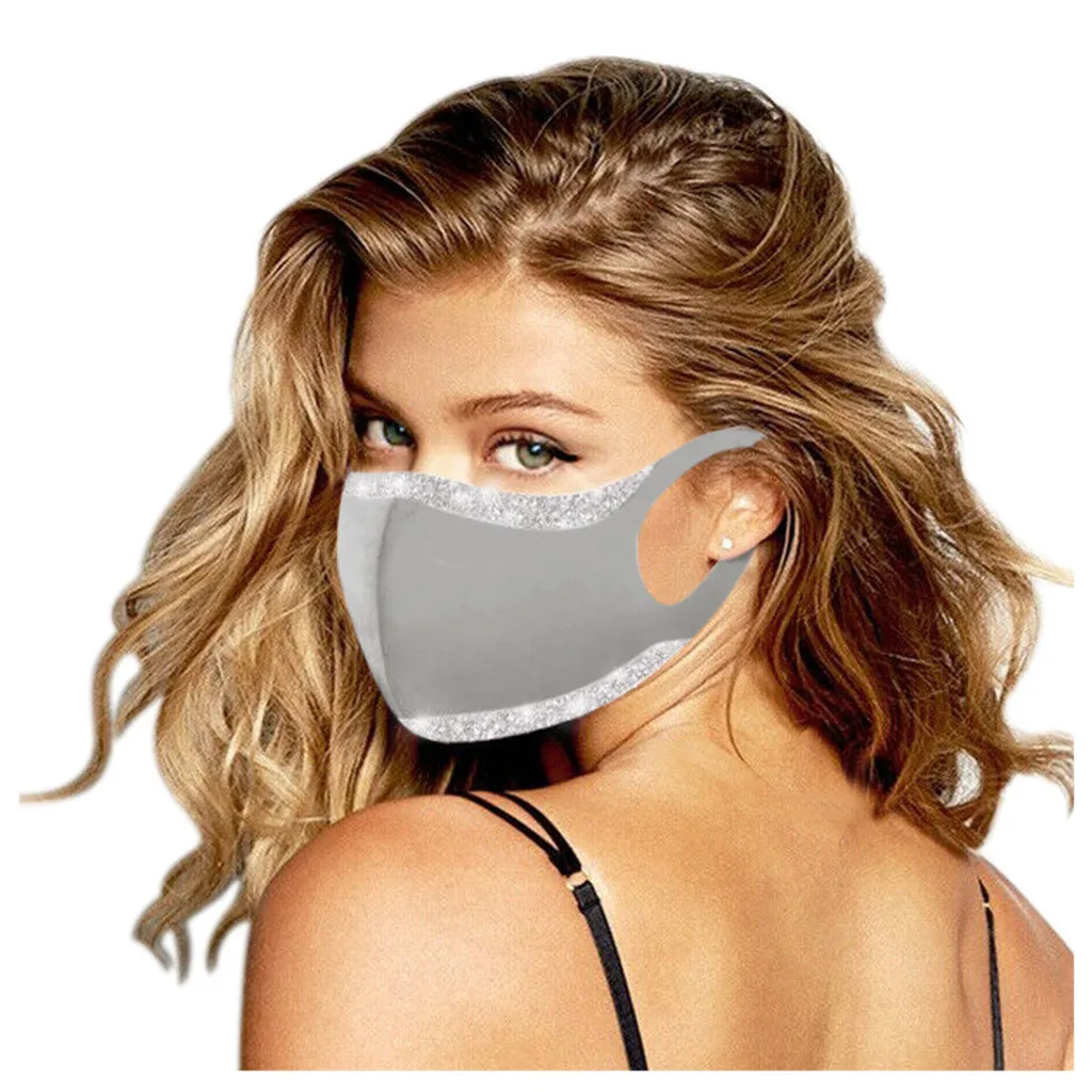 

2021 Fashion Breathable Convenience 1PC Adult Sequins Adjustable Windproof Reusable Printed Face Mask Masques Mascherine