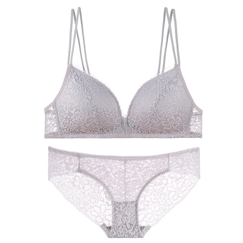 Сексуальное кружевное нижнее белье без косточек черный комплект с бюстгальтером