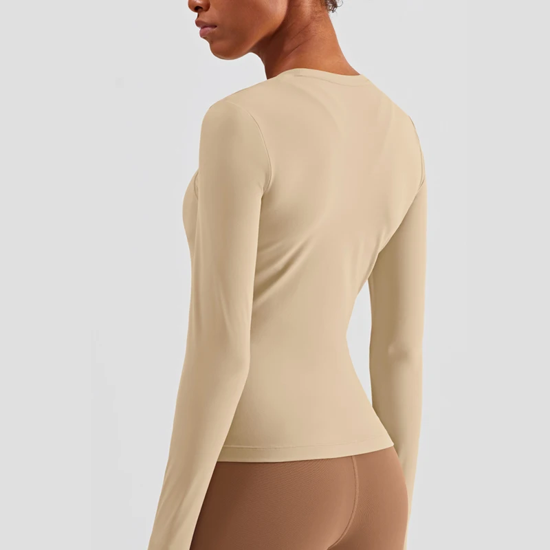 Lulu Sexy Women Yoga Gym Fitness T-shirt Breathable Women's Sports Long Sleeve Crop Top Sportwear High Elasticity Workout Blouse