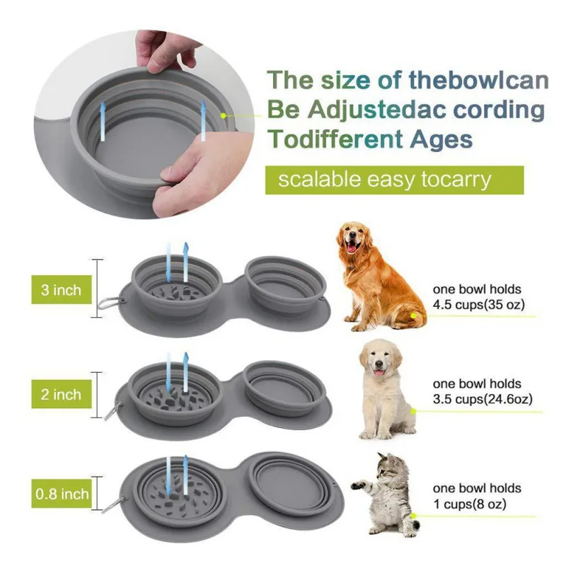 

Pet Slow Eating Dog Bowl Silicone Double Slow Feeding Bowls Dog Food Eating and Water Drinking Feeder Pet Feeding Supplies