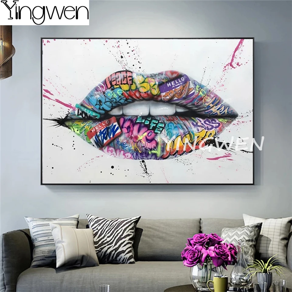 

Teeth Lips 5D DIY Diamond Painting Picture Rhinestone Mosaic Full Diamond Embroidery Cross Stitch Street Graffiti Art Home Decor
