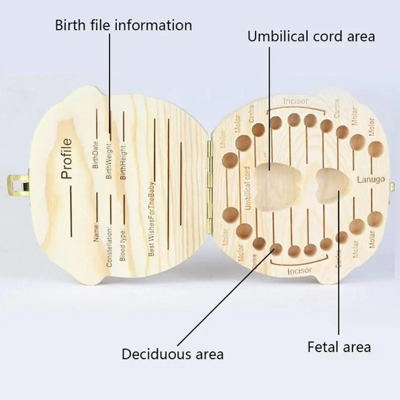 Малыша Lanugo лиственный зуб коробка сохранение деревянный ящик коллекция шнур