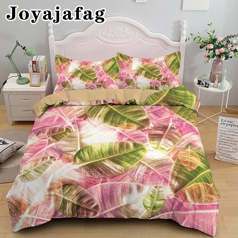 

Shiny Leaves Bedding Set Singel King Queen Duvet Cover With Pillowcase Bed Sets 2/3pcs Bedclothes Drop Shipping