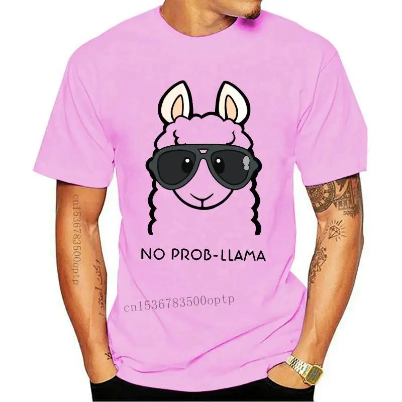

New 2021 Summer t shirt Women No Prob Llama T-Shirt Cute Cartoon Tops Print O Neck Short Sleeve kawaii korean style tee shirt fe