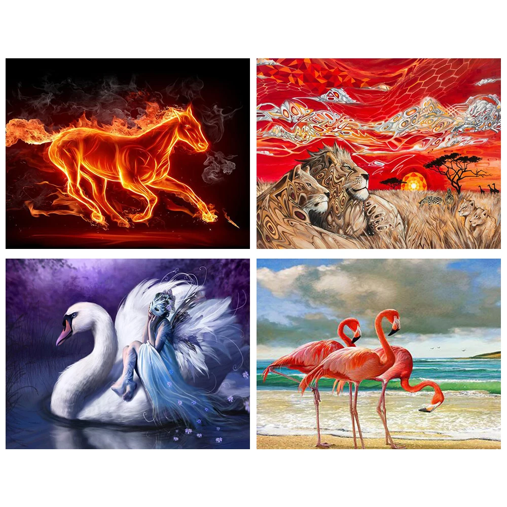 Алмазная живопись 5D WenZuan, мозаика из смолы с изображением животных, лошади, Льва, вышивка крестиком, комплект для домашнего декора, 30 х40 см, подарок