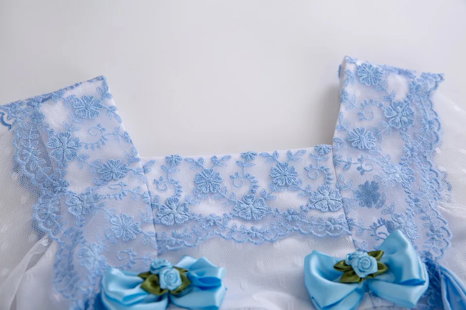 Cutestyles/летнее голубое платье для девочек с бантом и вырезами дизайнерское