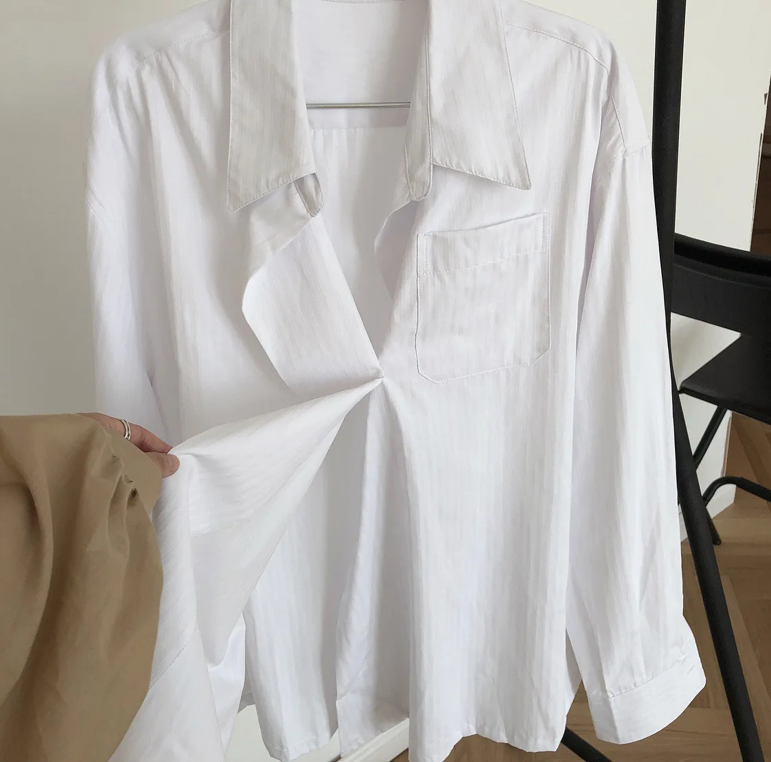 

Women Oversize Loose Blouse Normcore Long Sleeve Asymmetrical Shirt Tops