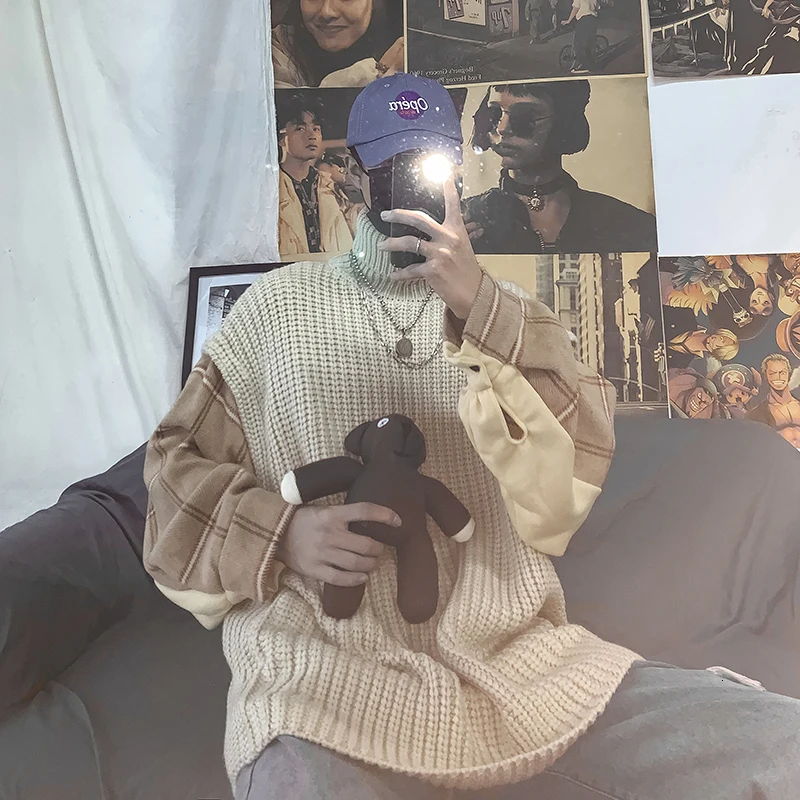 Осень-зима 2019 новый корейский пуловер с имитацией двух частей Модный