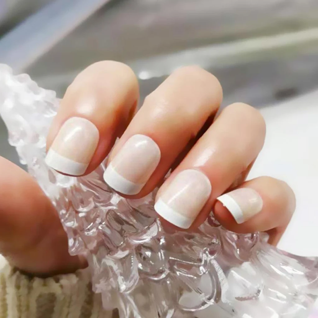 

24X Girls Fake Nail Tip False Nails Natural Artificial Full Cover Short Nail