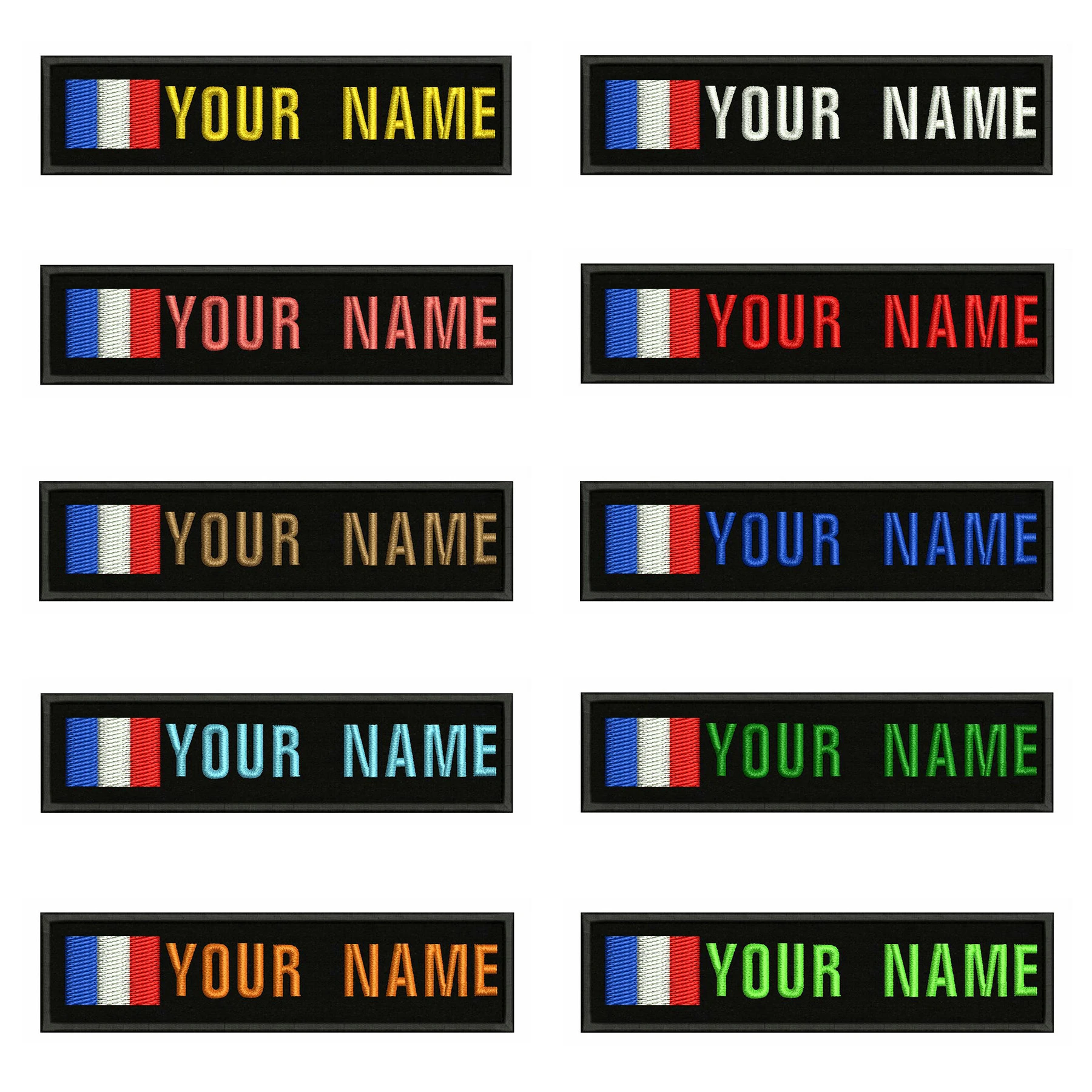France Flag 10X2.5cm Embroidery Custom Name Text Patch Stripes badge Iron On Or Sew Velcro Backing Patches For Clothes | Дом и сад