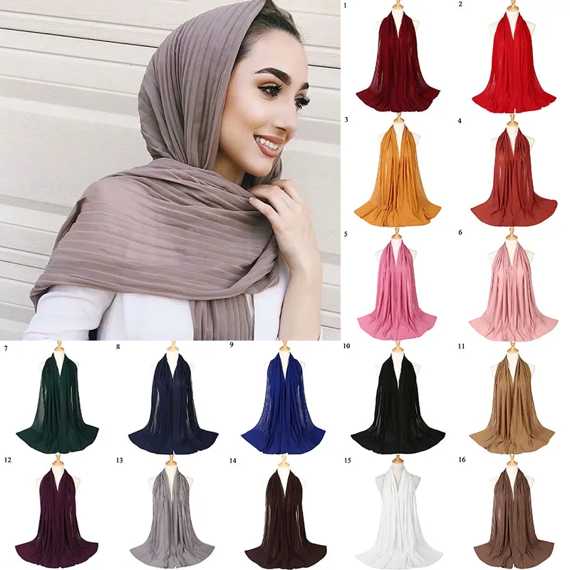 Большие Размеры 85*180 см мятая воздушно-пузырчатая шифоновая однотонная шаль