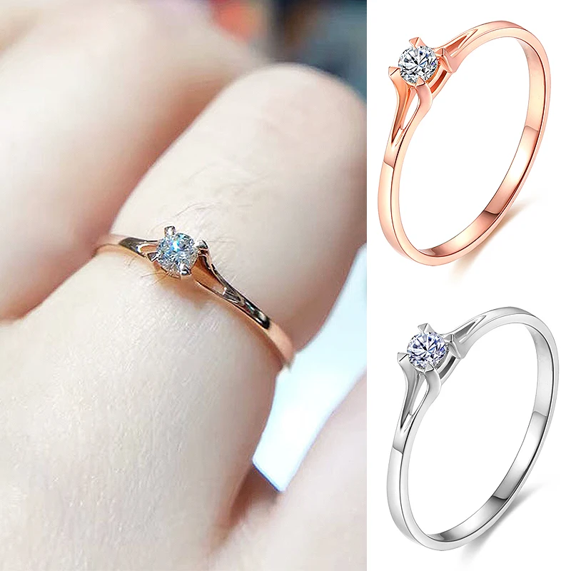 

Crystal Unique Girls 1PC Boho Stone Zircon Ring High Quality Silver Fashion Jewelry Graceful Rose Golden Wedding Free Shipping
