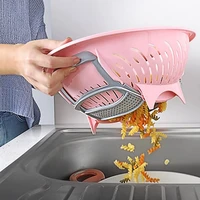colander smart door pasta strainer wash drain kitchen filter sieve fruit vegetable folding pasta basket accessories