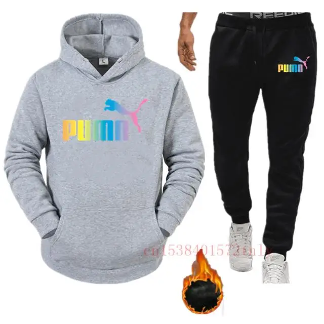 

Casual Men Sets Clothing Fashion Tracksuit Casual Sportsuit Hoodies Sportswear Hooded Sweatshirt+Pant Pullover two piece Set