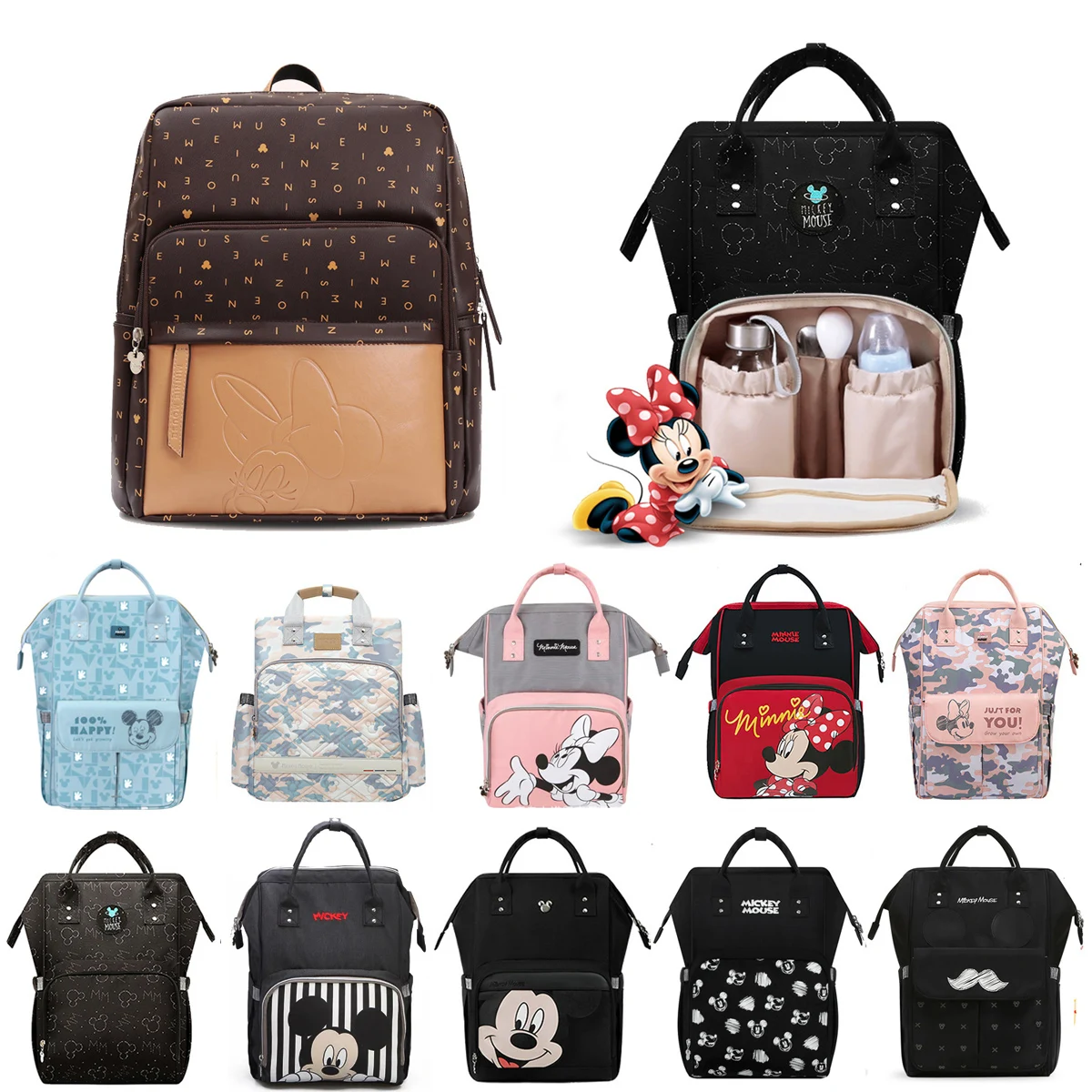 Сумка для подгузников Disney модный рюкзак мам с USB разъемом вместительный