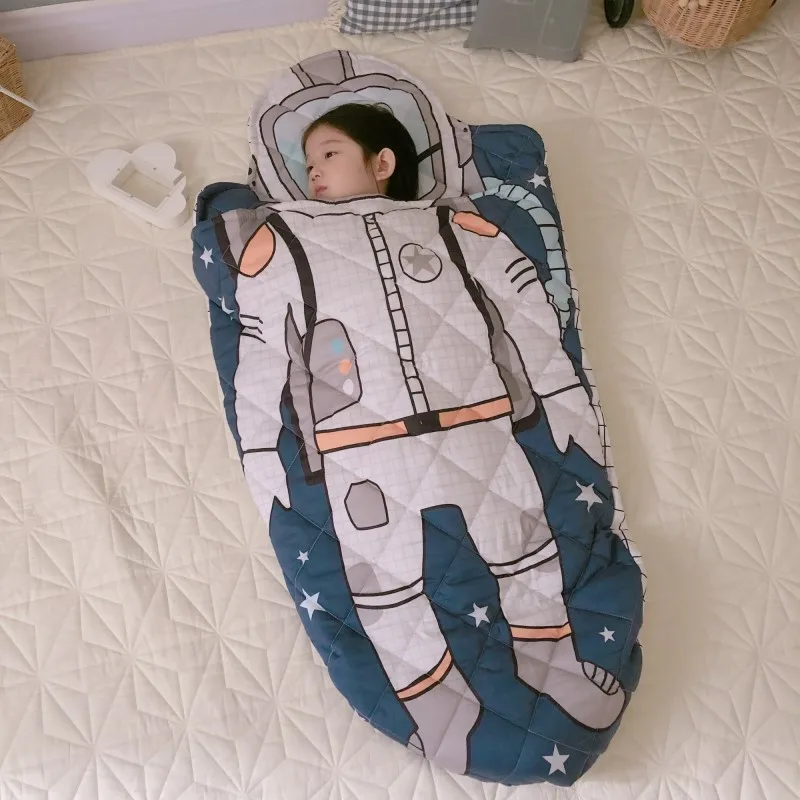 Baby Sleeping Bag Cartoon Astronaut Style Sleepsack for 0-4Y Kids 100% Cotton Soft Sleep Warm Envelop Blanket 70*150cm