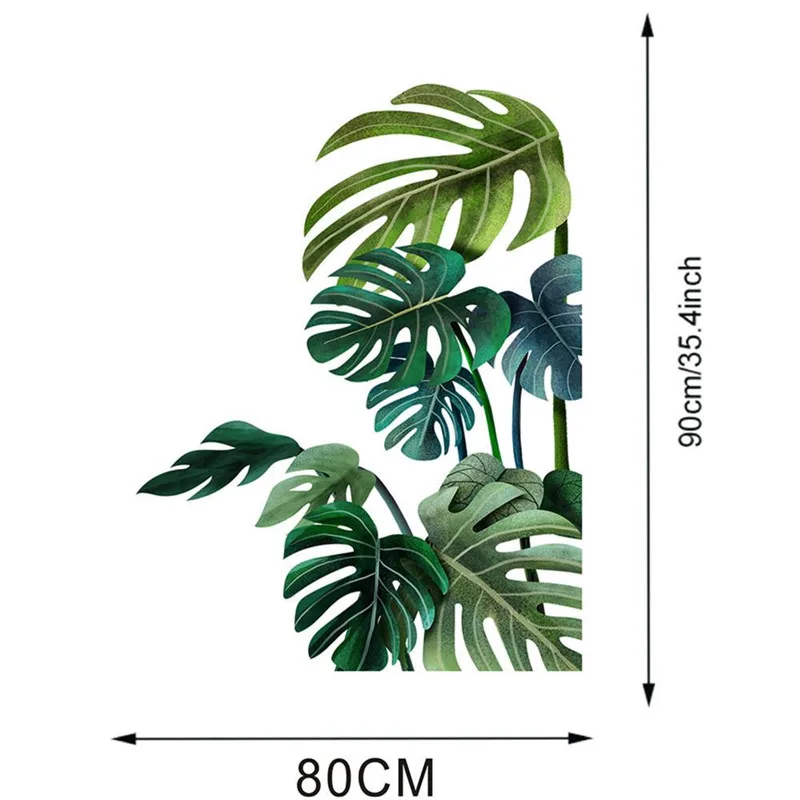 

Tropical Plant Leaves Wall Sticker Home Decor Children's Room Nordic Rainforest Green Plants Window Wall Decal Adesivo De Parede
