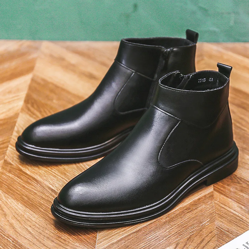 Black Chelsea Boots for Man 2023 Luxury Brand Ankle Boots for Men Male Fashion Leather Boots Men Dress Shoes Chaussure De Homme