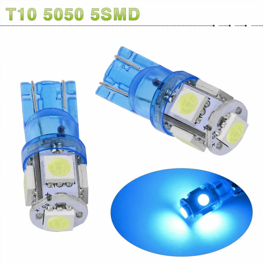 

10X Ice Blue T10 192 168 W5W LED Dome Map Instrument Panel Dash Light Bulb 8000K Car Turn Signal Lights