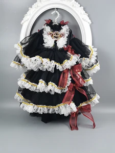 Бесплатная доставка, одежда для собаки ручной работы, свадебное платье для домашнего питомца со шлейфом в стиле Лолиты, многослойное кружевное платье для двора, кошки, искусственное тело