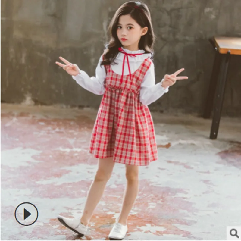 

Детская одежда с длинными рукавами для девочек новые 2021 лето/весна для девочек классные; Юбка-пачка принцессы с лентой платье 2 плед Цвета ...