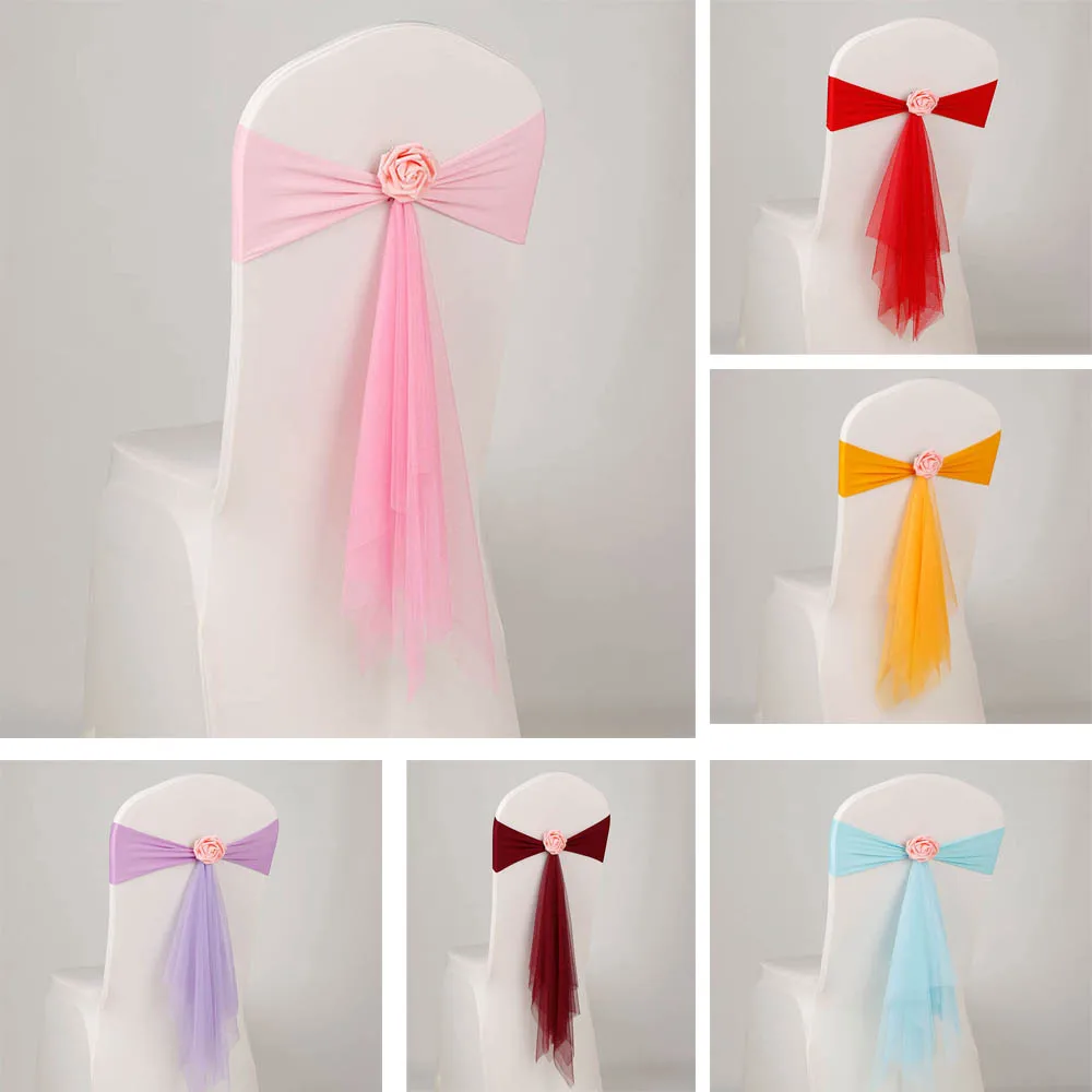 

10pcs/lot Ribbon Organza Wedding Decorations Chair Sashes Belt Knot Party Chair Covers Bow Ties Ribbon Chairs Decoration Supply