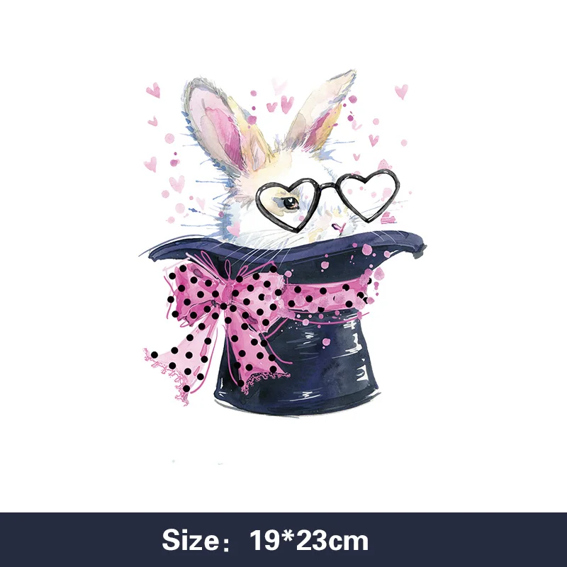 

Patches Cute rabbit girl hot patch DIY heat transfer clothing T-shirt heat transfer sticker decorative printing