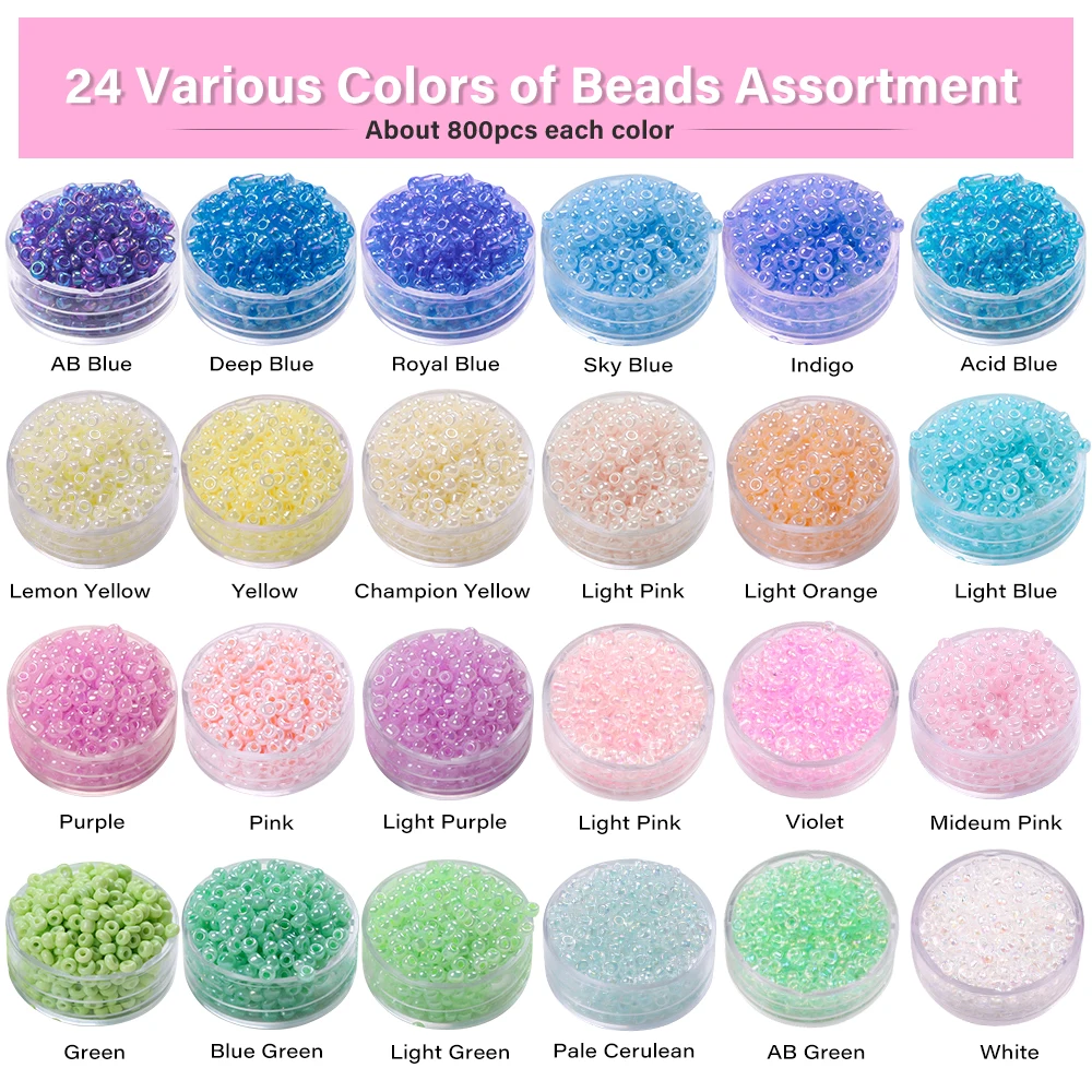 2 3 4 mm Macarone Glass Spacer Beads For Jewelry Making Small Pony Seed Beads With Jump Ring For DIY Women Charm Bracelet Rings