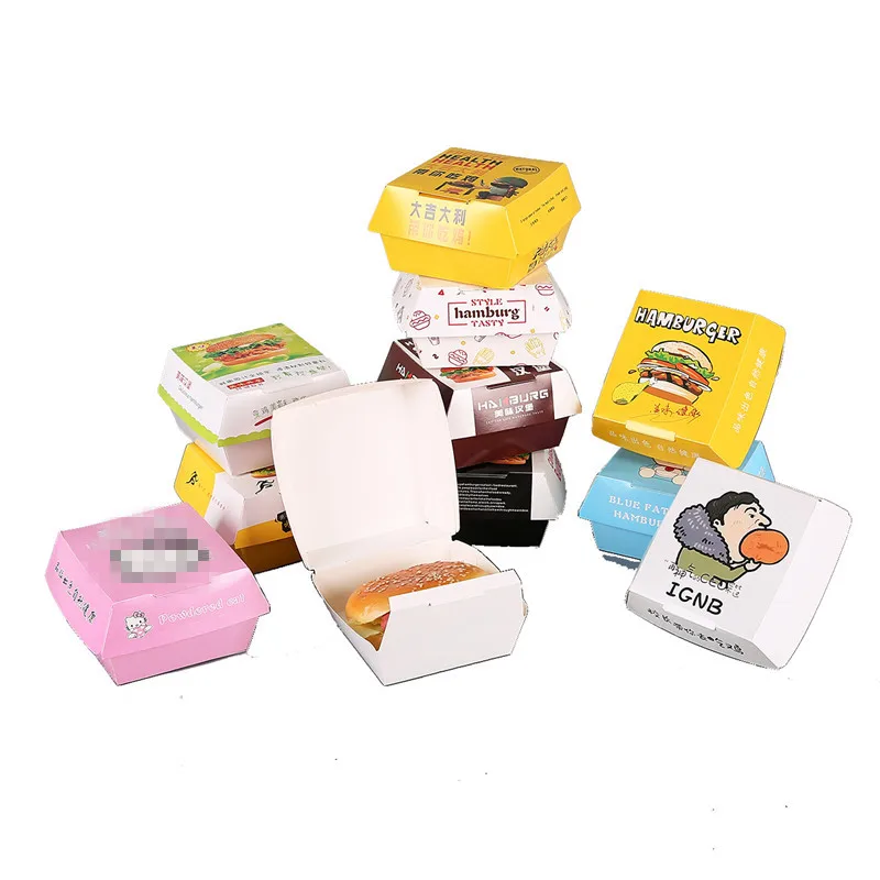 

100pcs Creative dispsoable hamburger paper cup party favor snack food packaging container basking dessert takeaway package