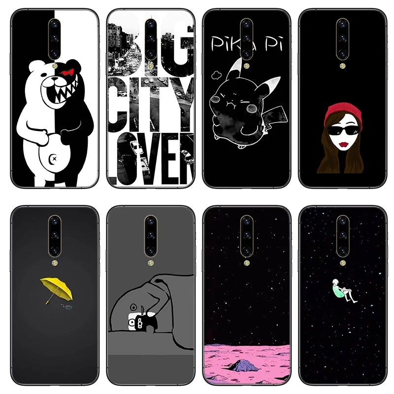 

Black and white cute Phone Bumper Phone Case For One Plus 7 8 9 Pro 6T 7T 8T drop resistance Shockproof Soft Silicone Cover Case