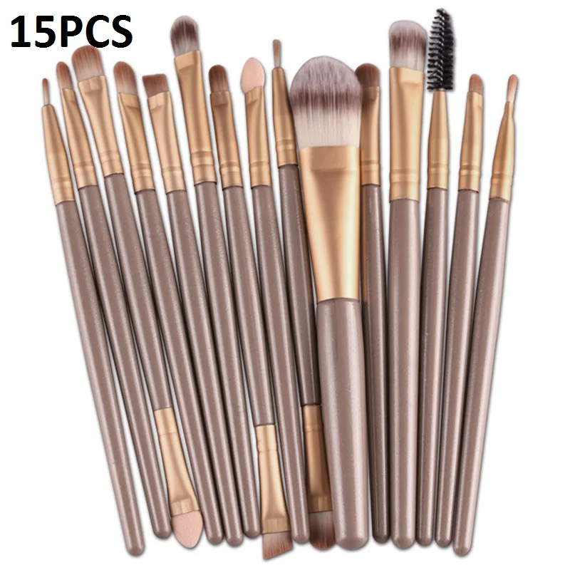 15pcs 15 шт. набор кистей для макияжа Pincel Maquiagem тени для век бровей ресниц основа для пудры кисти для макияжа Brochas Maquillaje - Handle Color: 15pcs