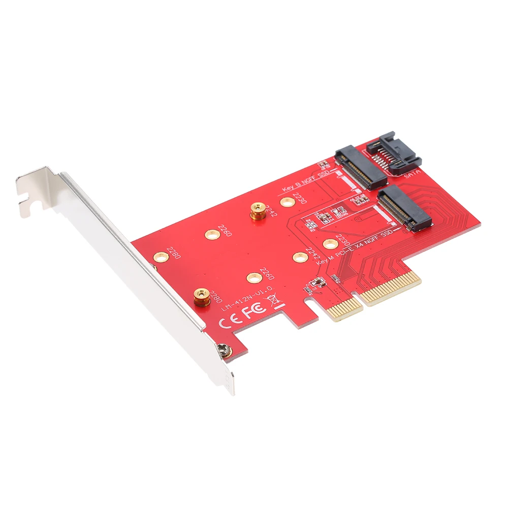 M.2 NVME NGFF SSD и B Ключ M ключ (SATA Based) на PCI E x4 адаптер с двумя слотами|Компьютерные
