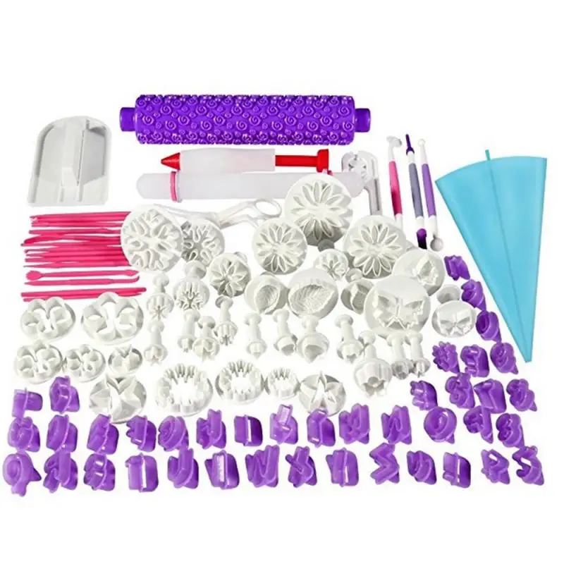 

94 pcs Cake Decorating Tools Plunger Fondant Cake Pastry Cutters Baking Tools Dough Roller Rolling Pin Full Set